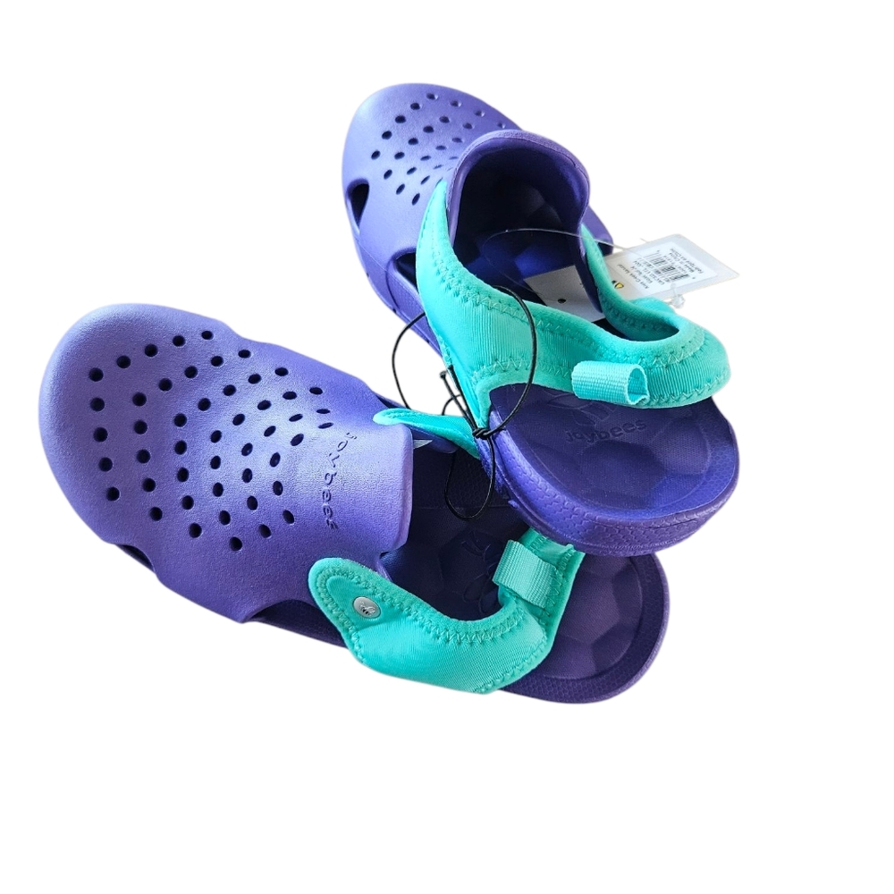 Joybees Size 4 New Girl's Purple and Teal Water Shoes / Clogs - Picture 6 of 6
